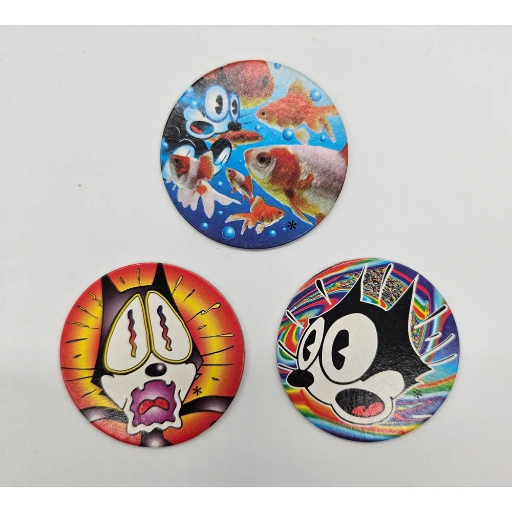 Felix the Cat Pogs Three Vintage‎ Collectible 90s Cartoon Game